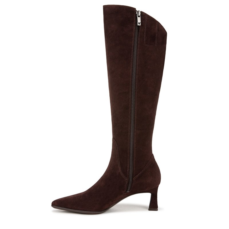 Deesha Extra Wide Calf Knee High Boots, Mahogany Suede Leather