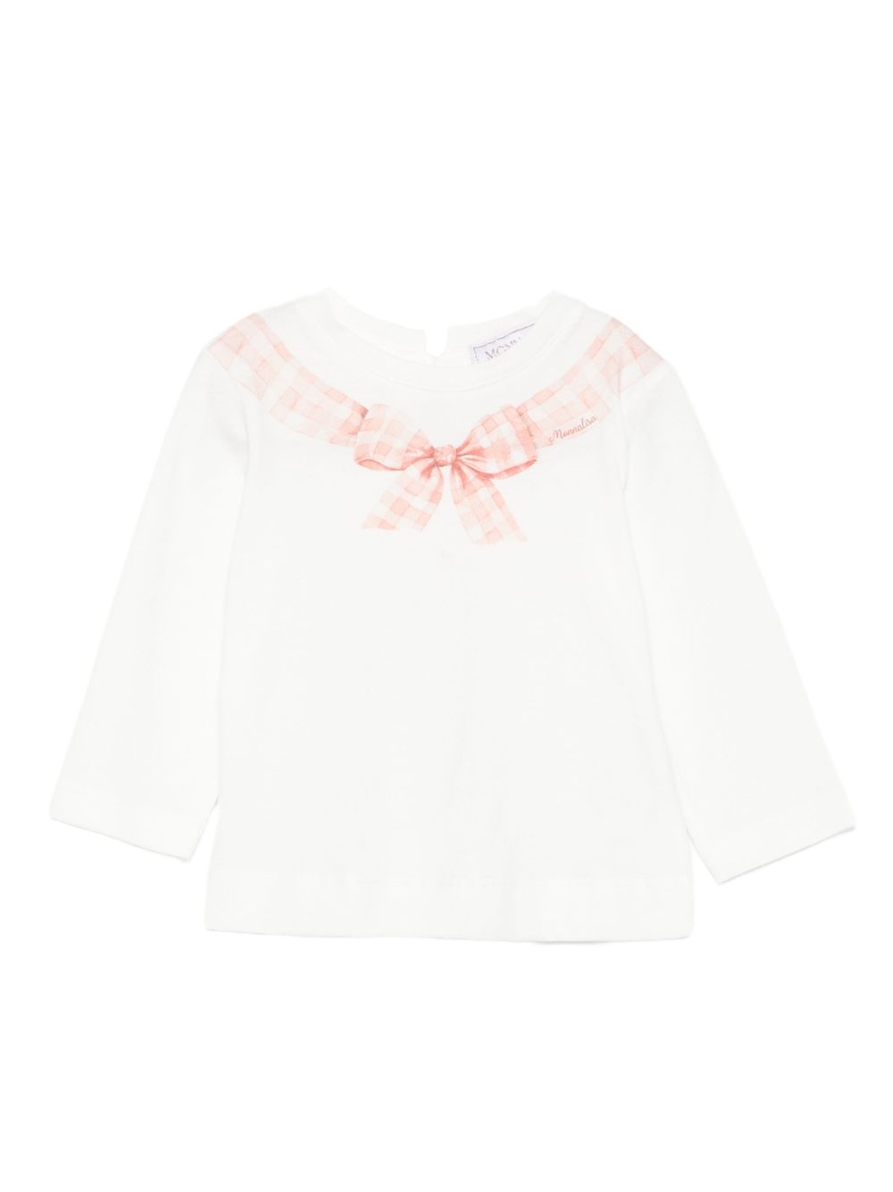 Gingham-bow top - White