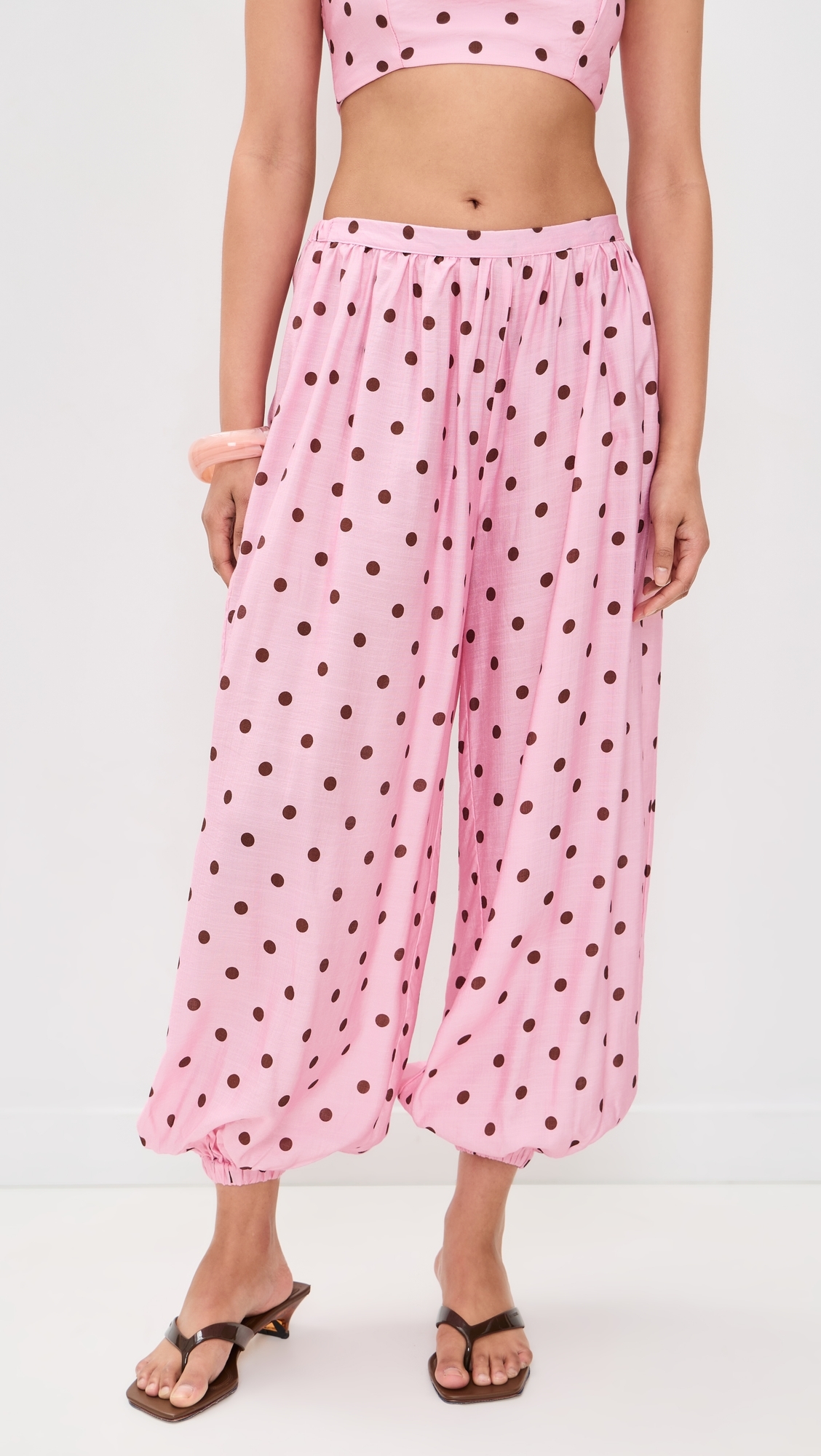 Klea Balloon Pants Musk/Choc Polka