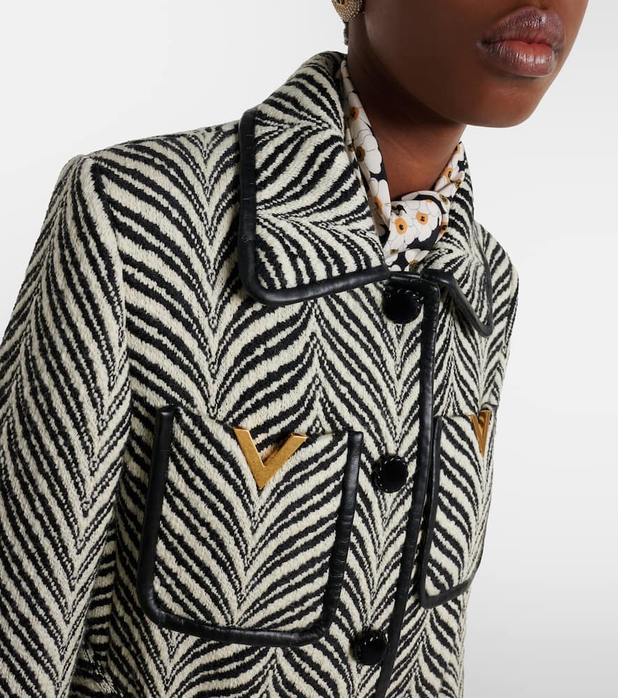 VGold shearling-trimmed wool-blend coat