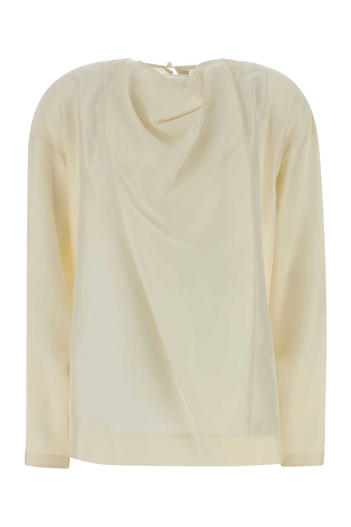 Silk Draped Sweater — White