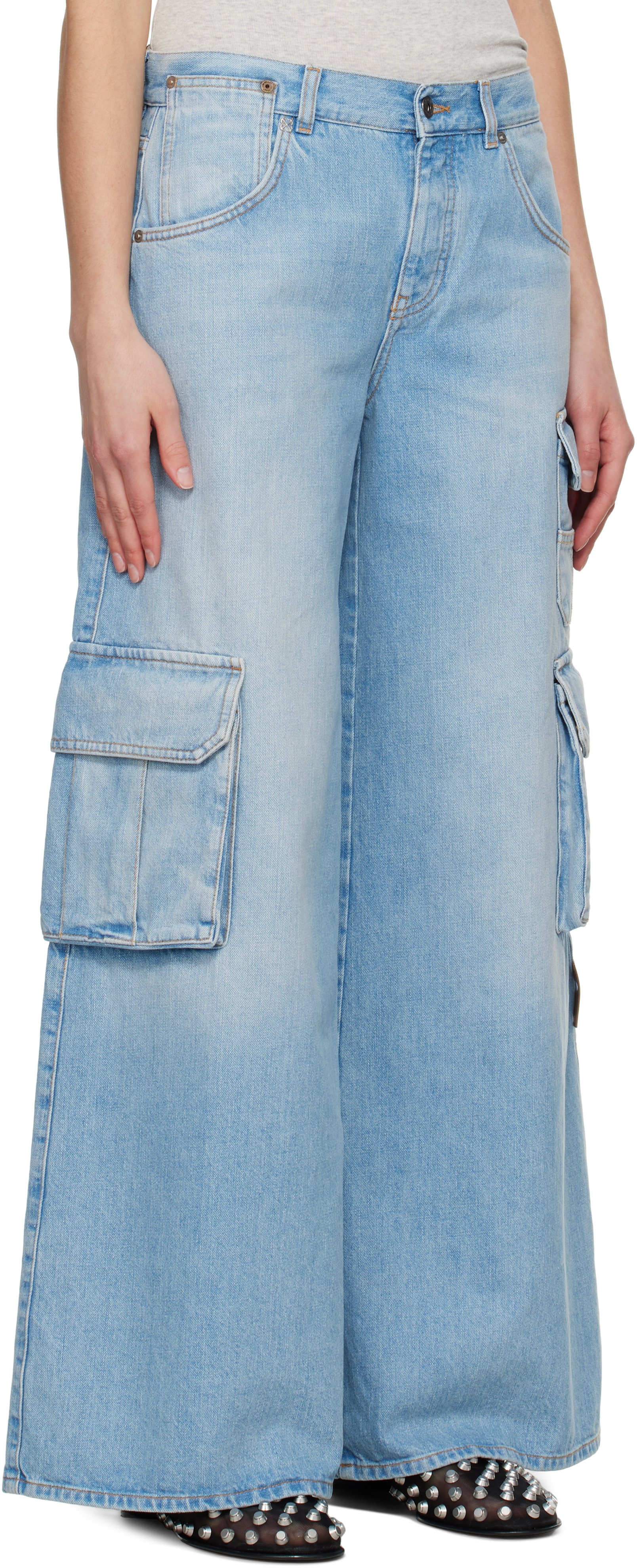Off-White Blue Wide-Leg Denim Jeans