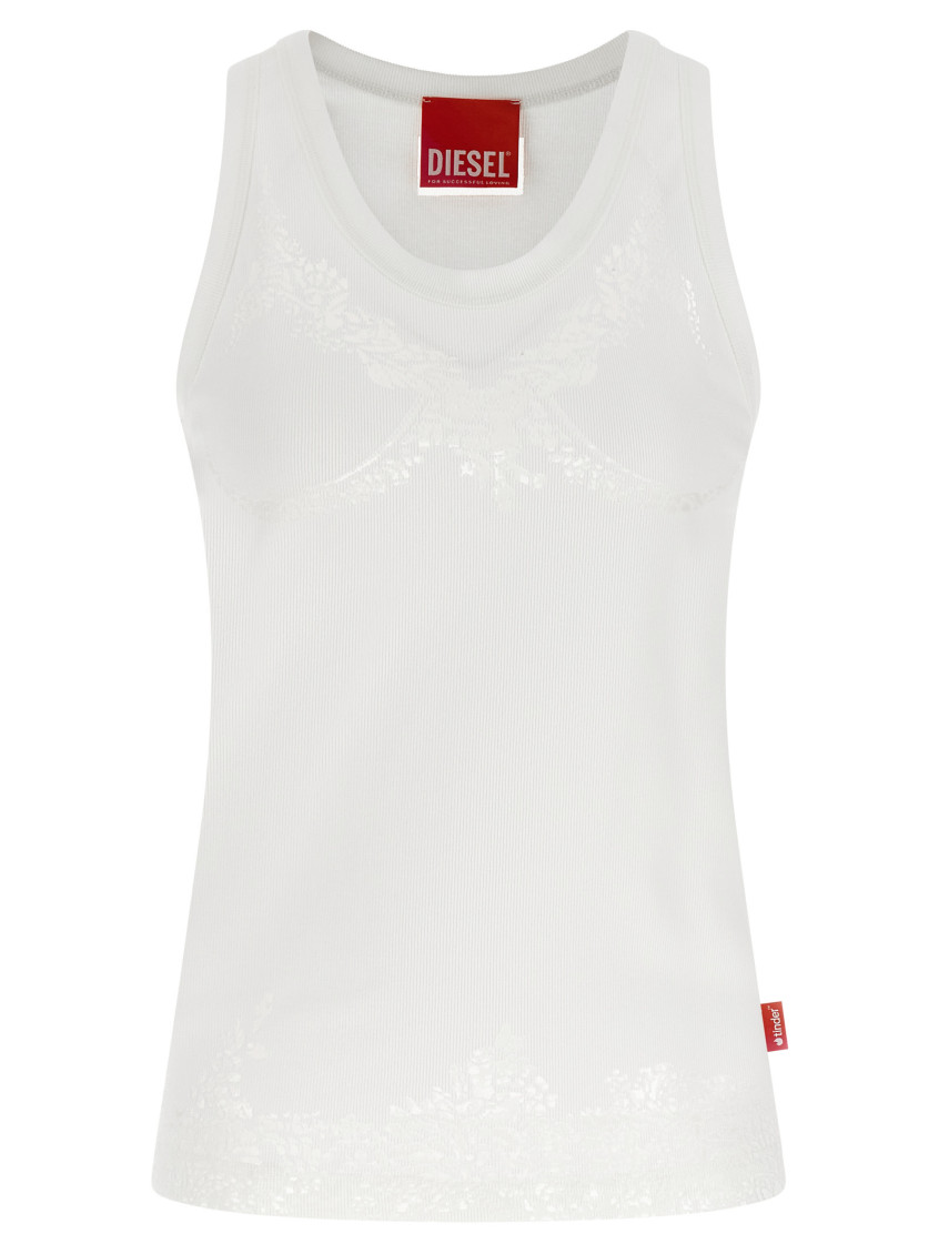 Tank top with devoré lace effect - T-Shirts - Woman - White