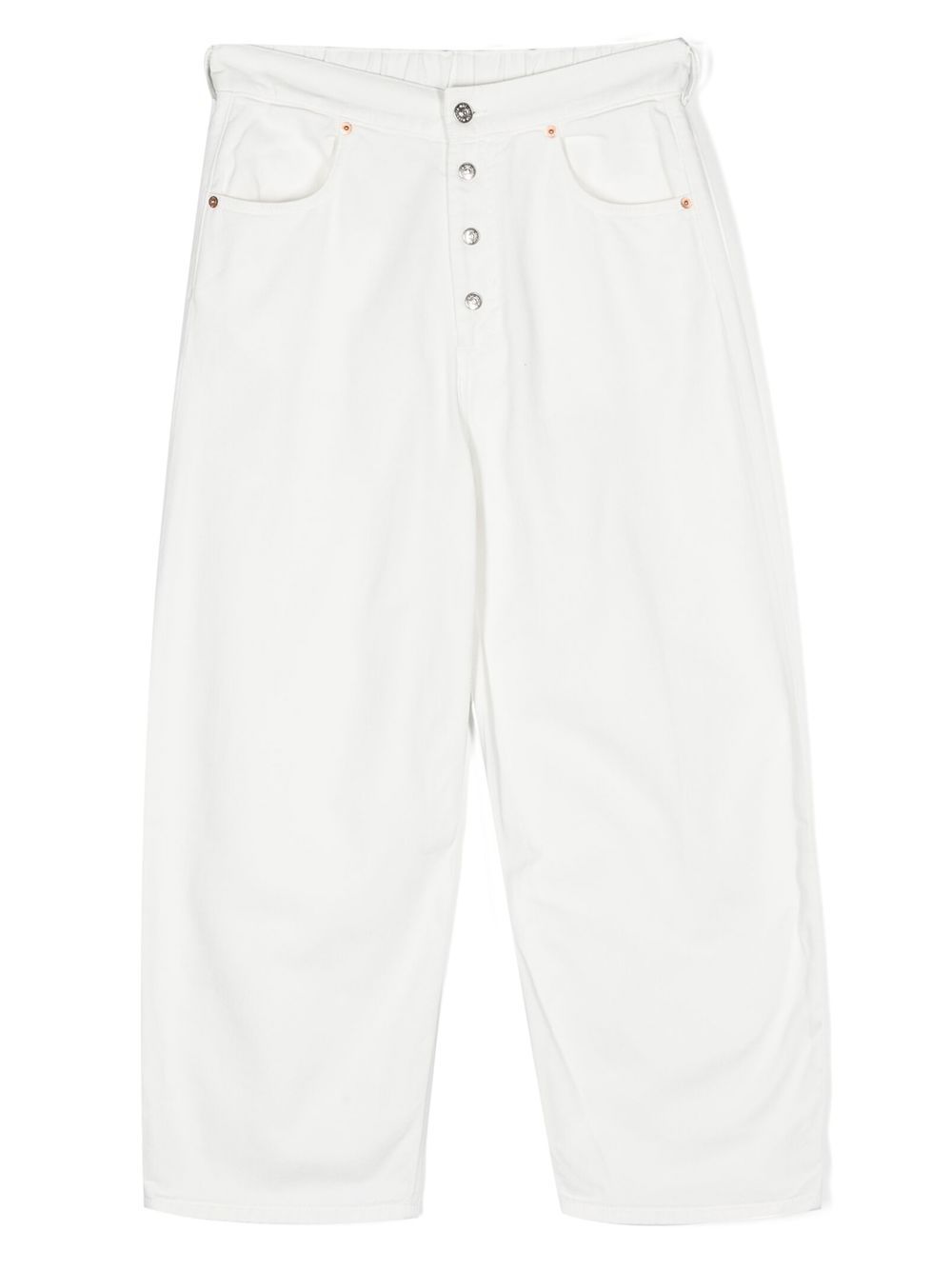 Exposed-buttons straight leg jeans - White