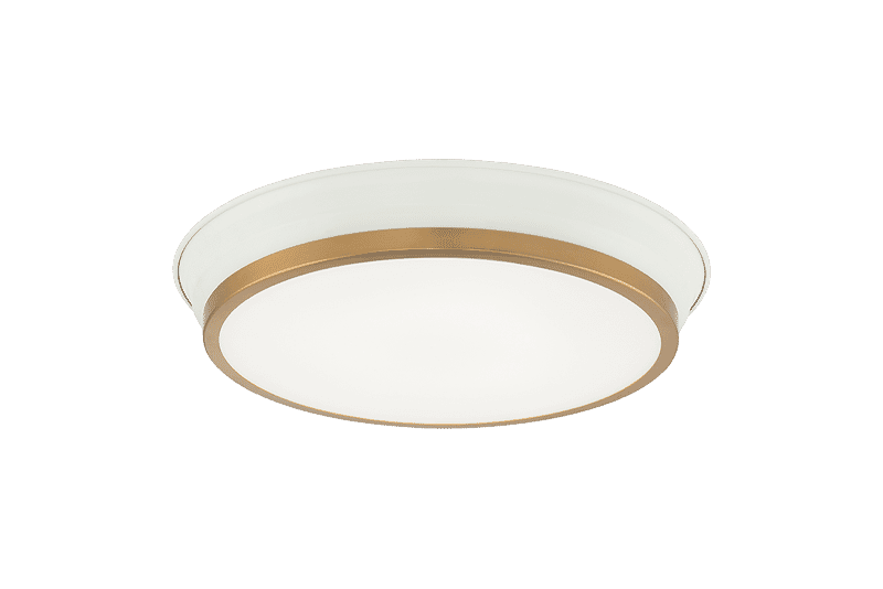 White Aged Gold Brass Two Light Ceiling Mount from the Jaxx Collection