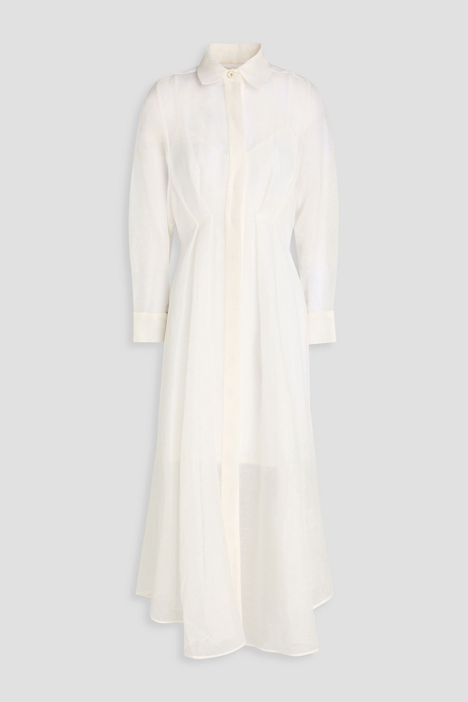 Pleated shantung midi shirt dress - White - 3