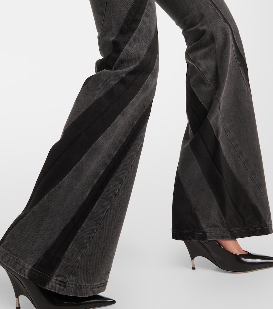 Darted mid-rise flared jeans