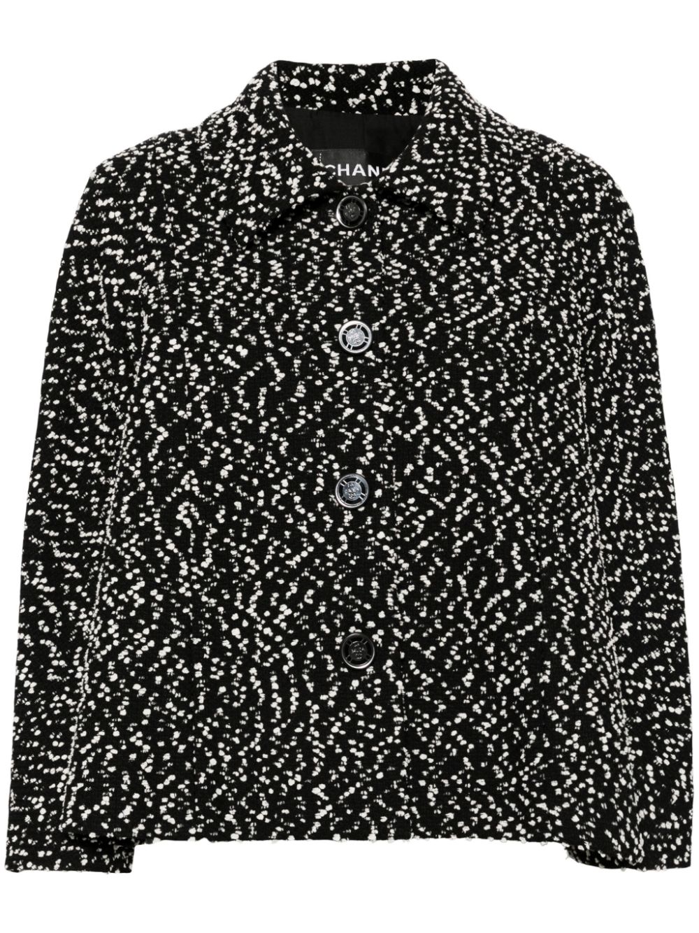 2000s single-breasted tweed jacket - Black