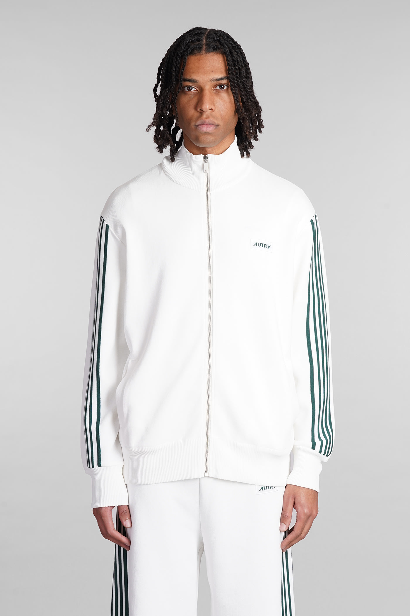Embroidered-logo sport jacket - White