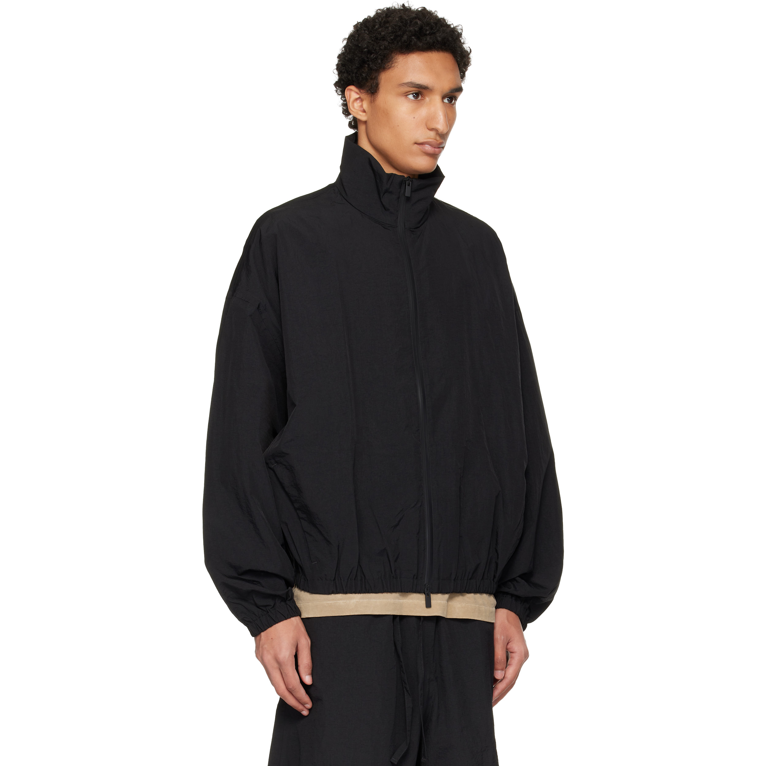 Black Nylon Ripstop Tech Track Jacket