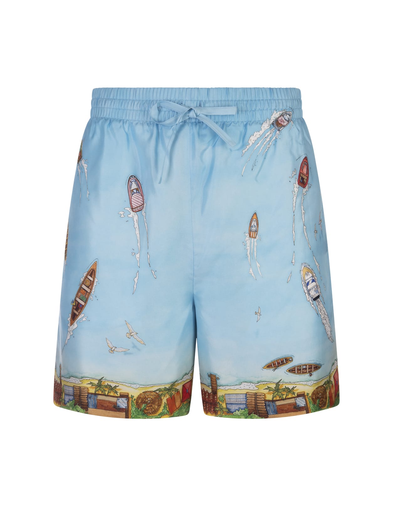 Maison Sur Piloti silk shorts - Blue