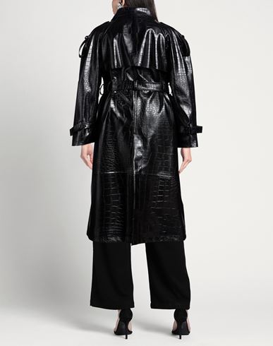 Woman Overcoat & Trench Coat Black Size 4 Polyurethane, Polyester