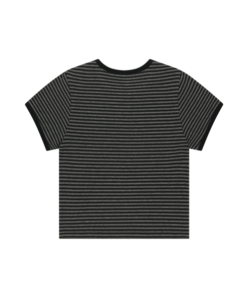 BASIC LOGO STRIPE RINGER TEE BLACK