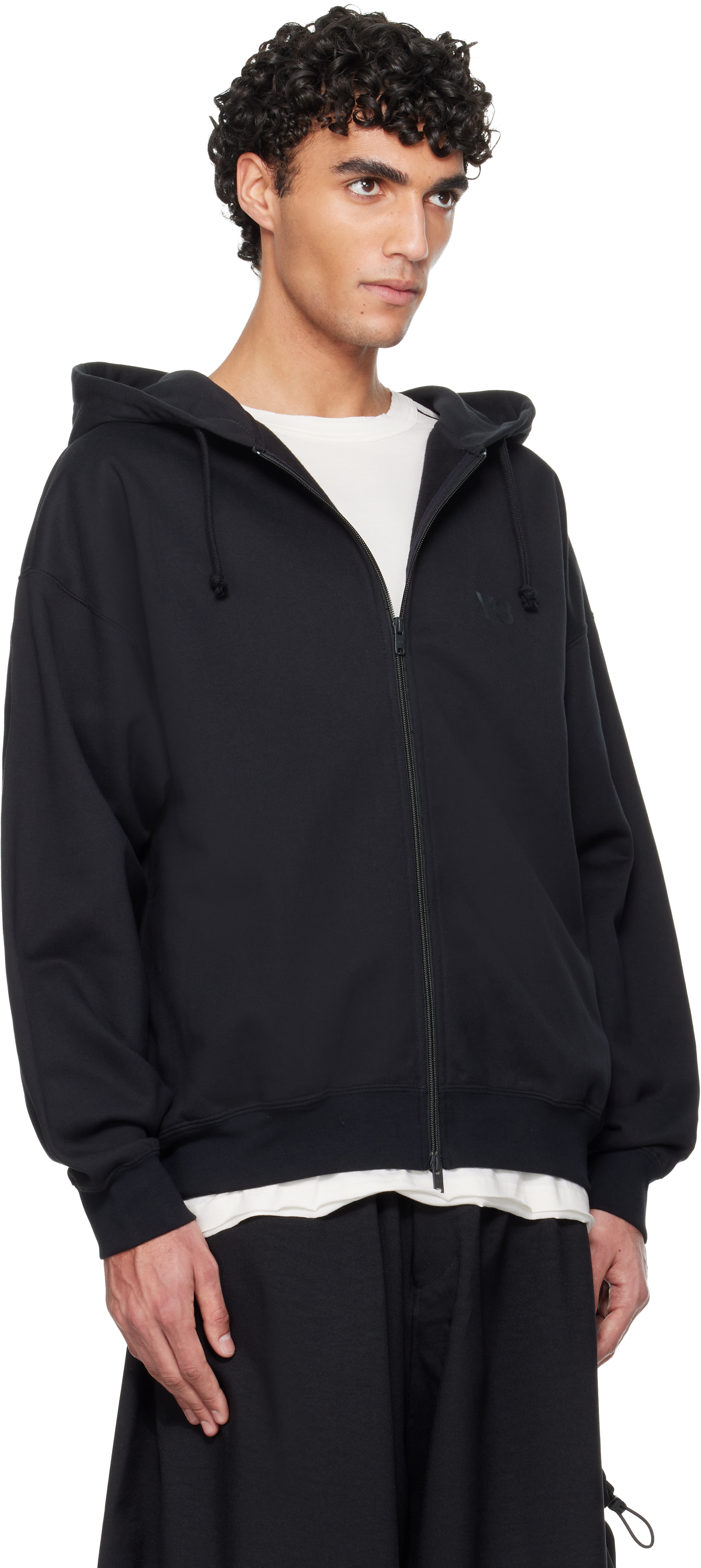 Black Brushed Terry Zip Hoodie