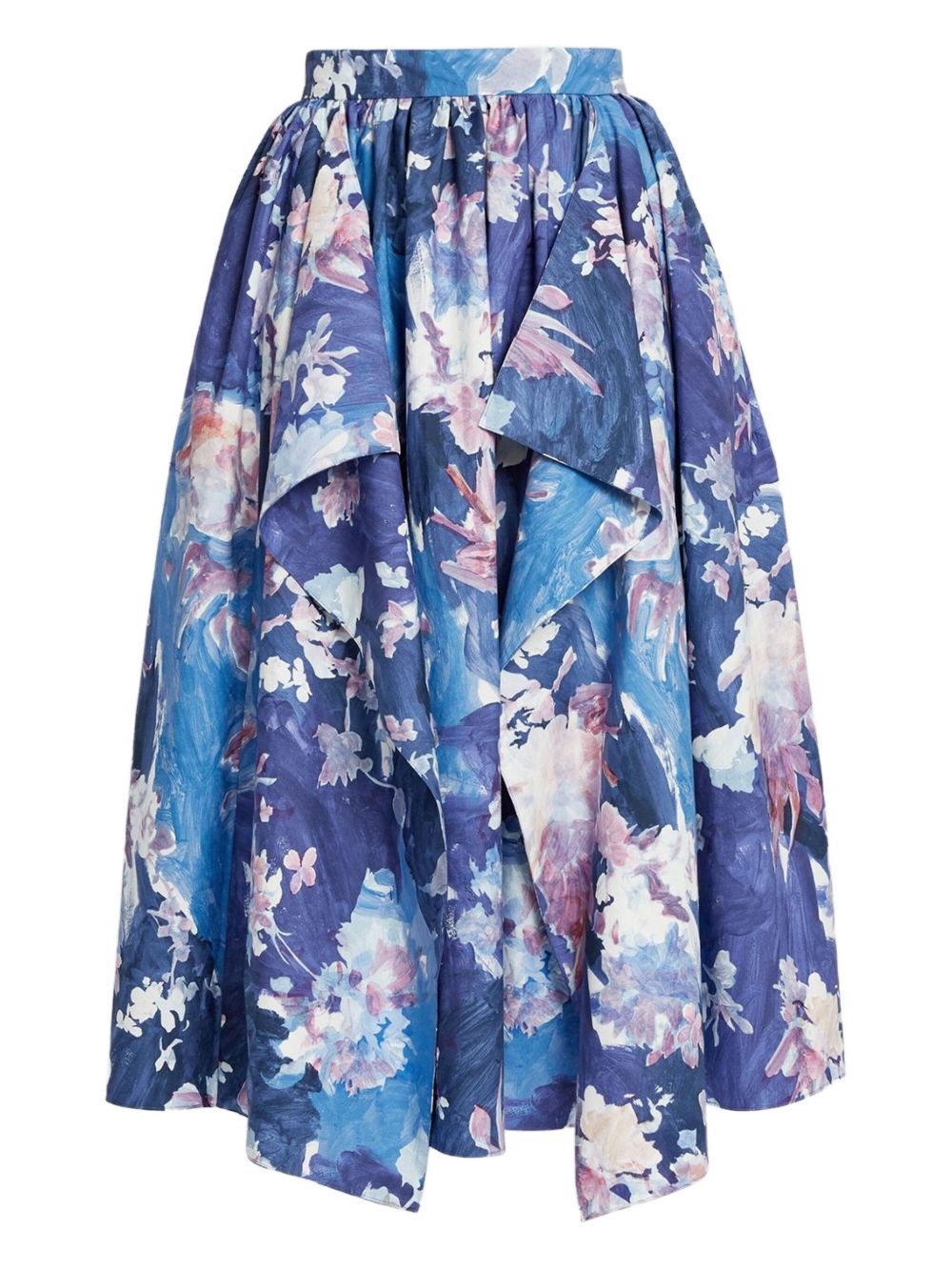 Floral-print midi skirt - Blue