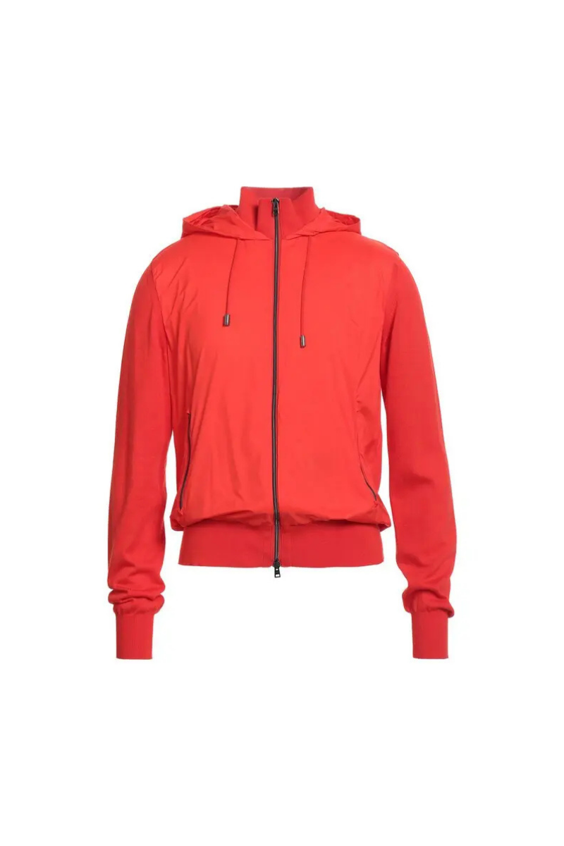 Cotton Hooded Jacket — Red