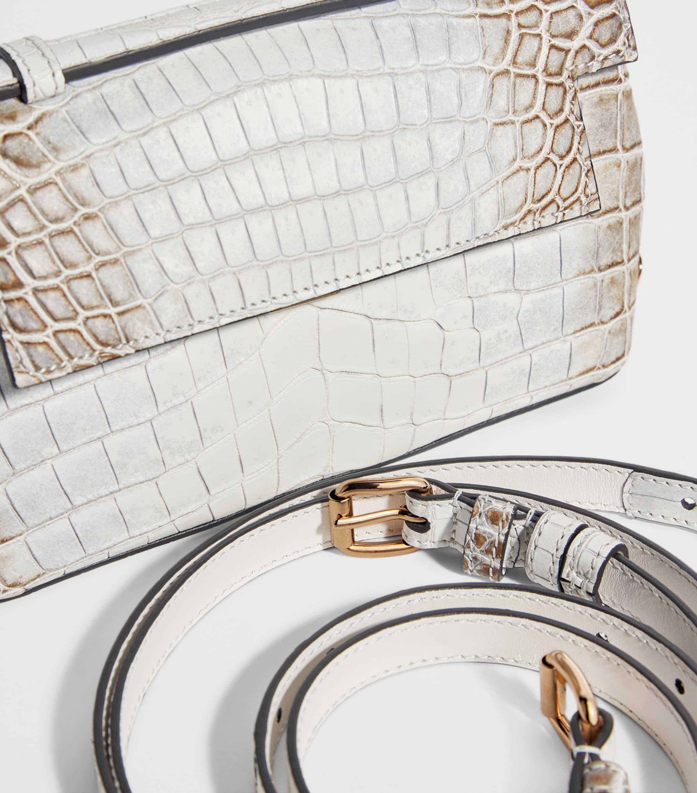 Analeena Crocodile Leather Top-Handle Bag