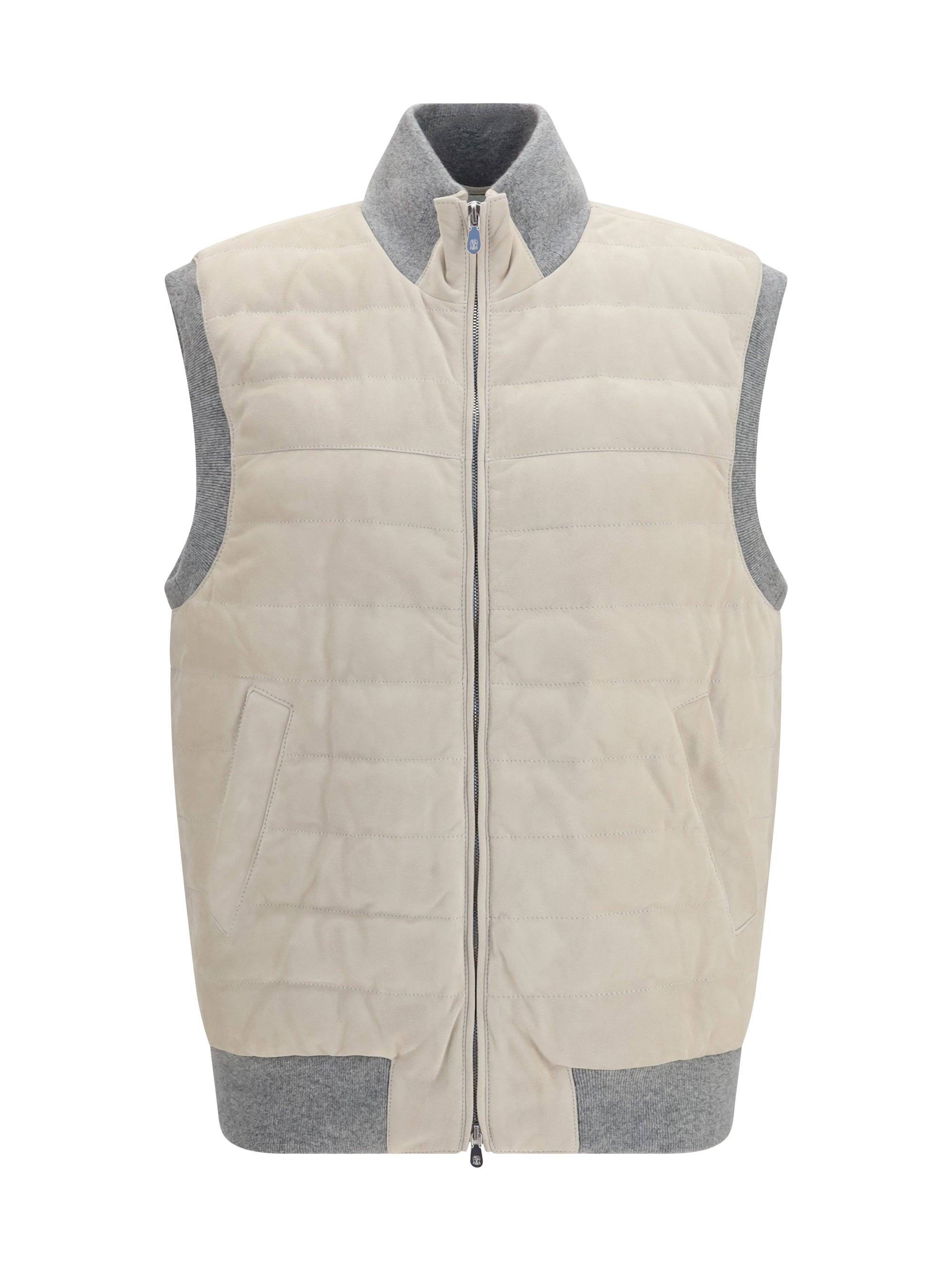 Padded Quilted Vest — White