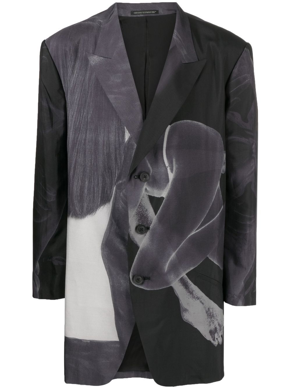 Graphic-print single-breasted blazer - Grey