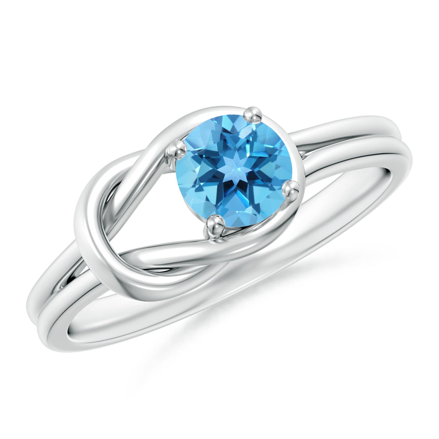 Angara 0.6 Carat Solitaire Swiss Blue Topaz Infinity Knot Ring in Platinum