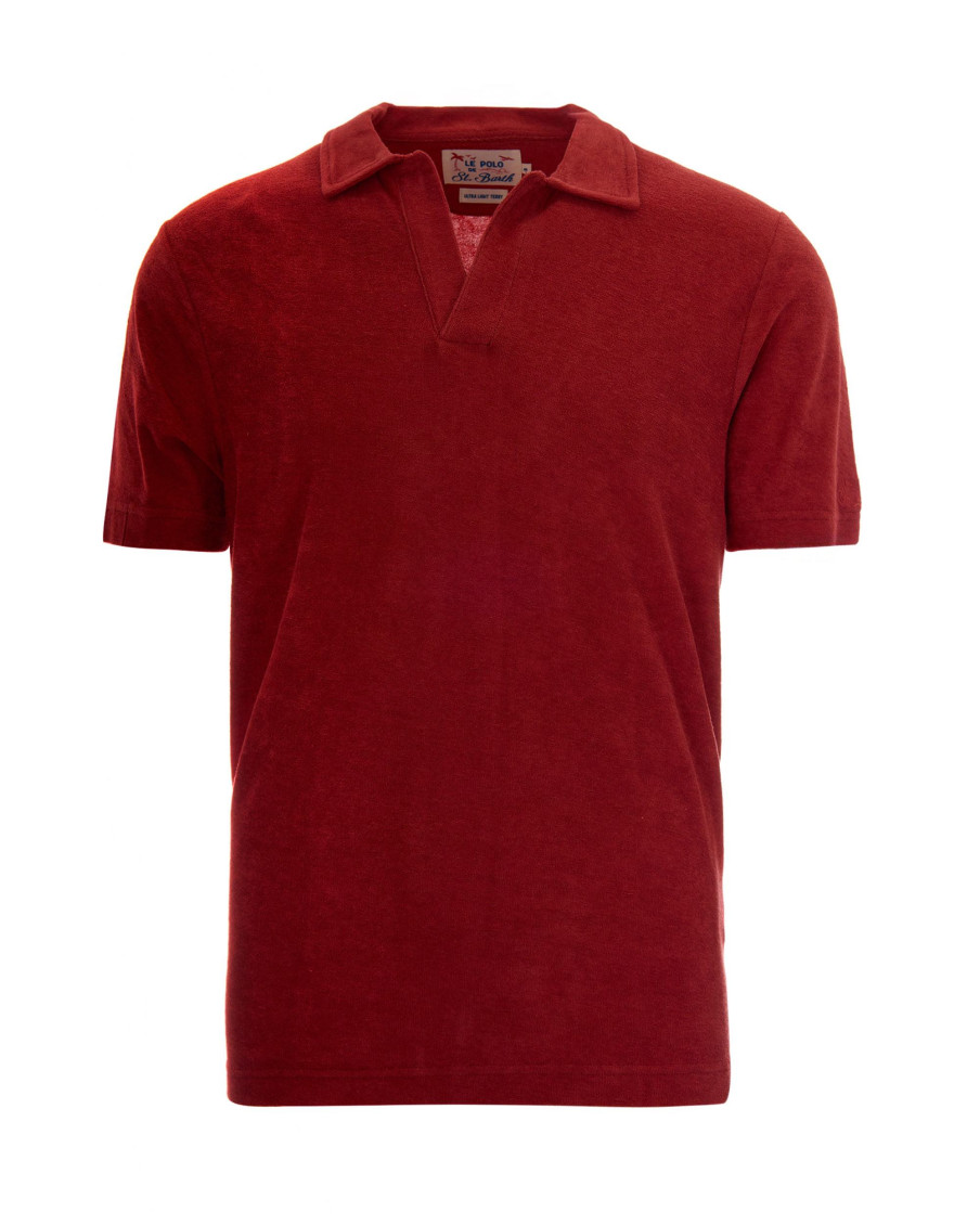 Red Solid Shirt Collar Polo