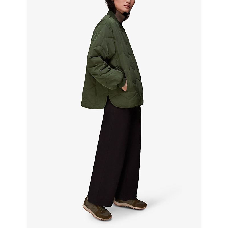 Womens Khaki/Olive Ida Short Diamond-quilted Recycled-polyester Coat