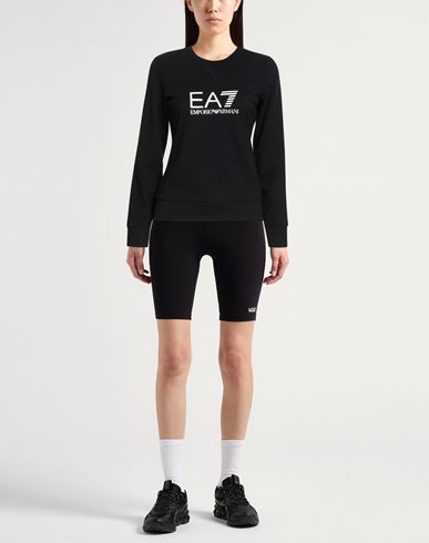 Woman Sweatshirt Black Size M Cotton, Elastane