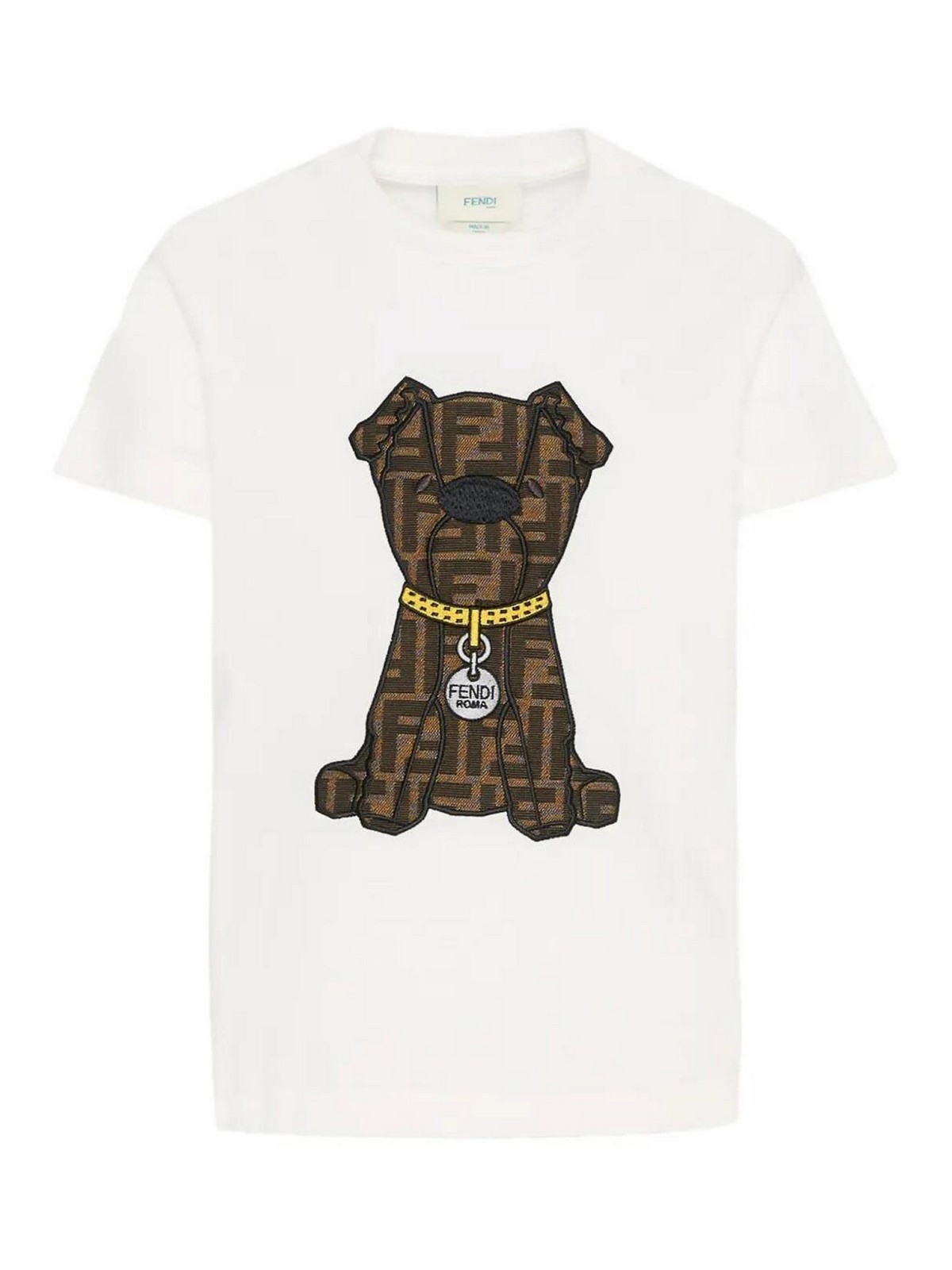 Jersey T-Shirt With Ff Dog Embroidery