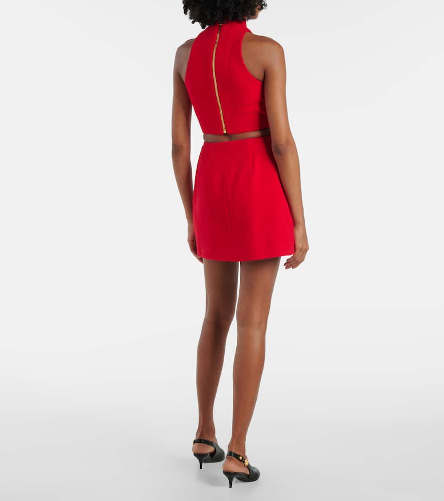 Pleated wool-blend miniskirt