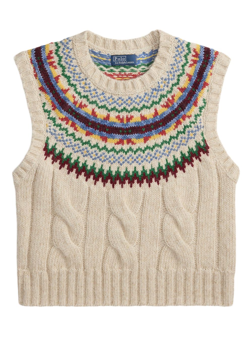 Fair Isle sleeveless knit vest - Neutrals