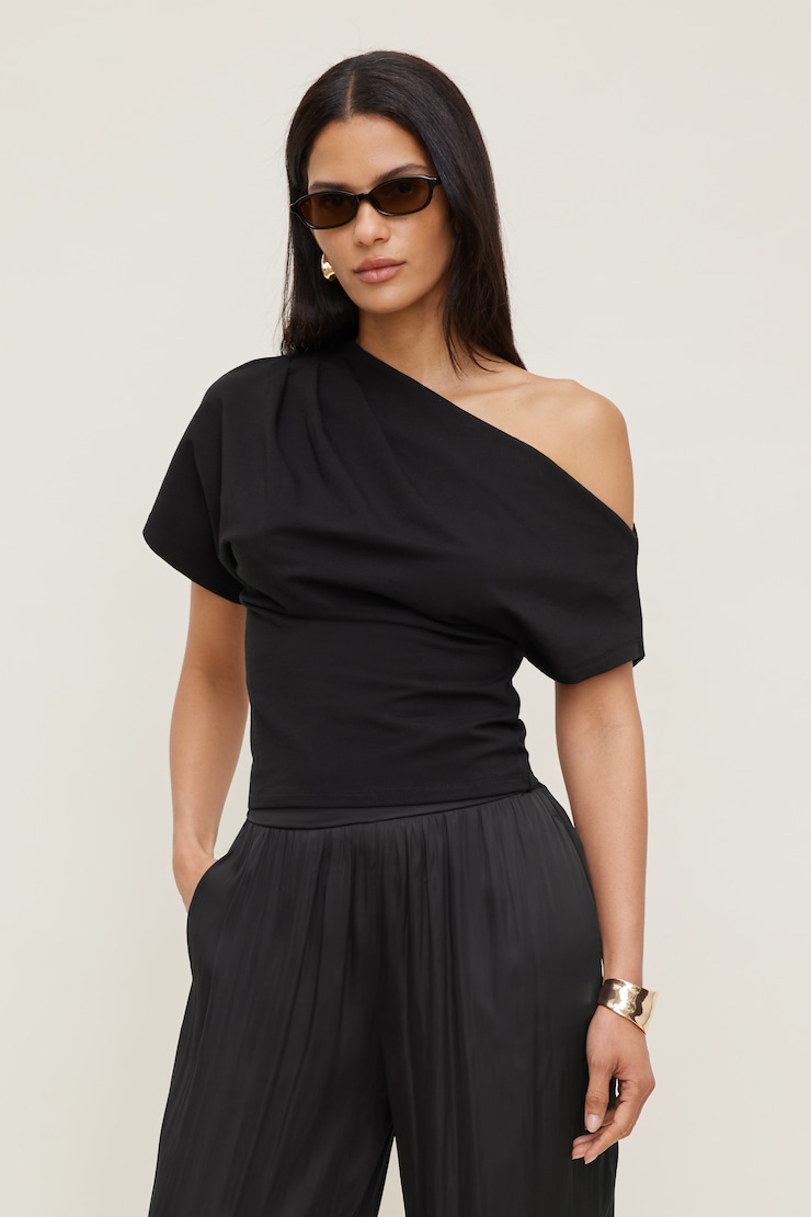 Alexa Cotton Spandex T Shirt - Black - Women Clothing