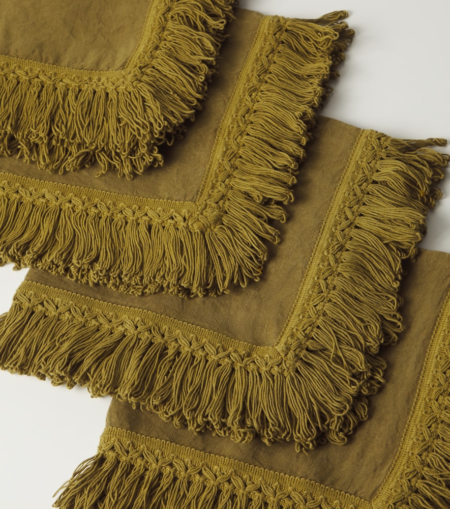 Set of 4 fringed linen napkins