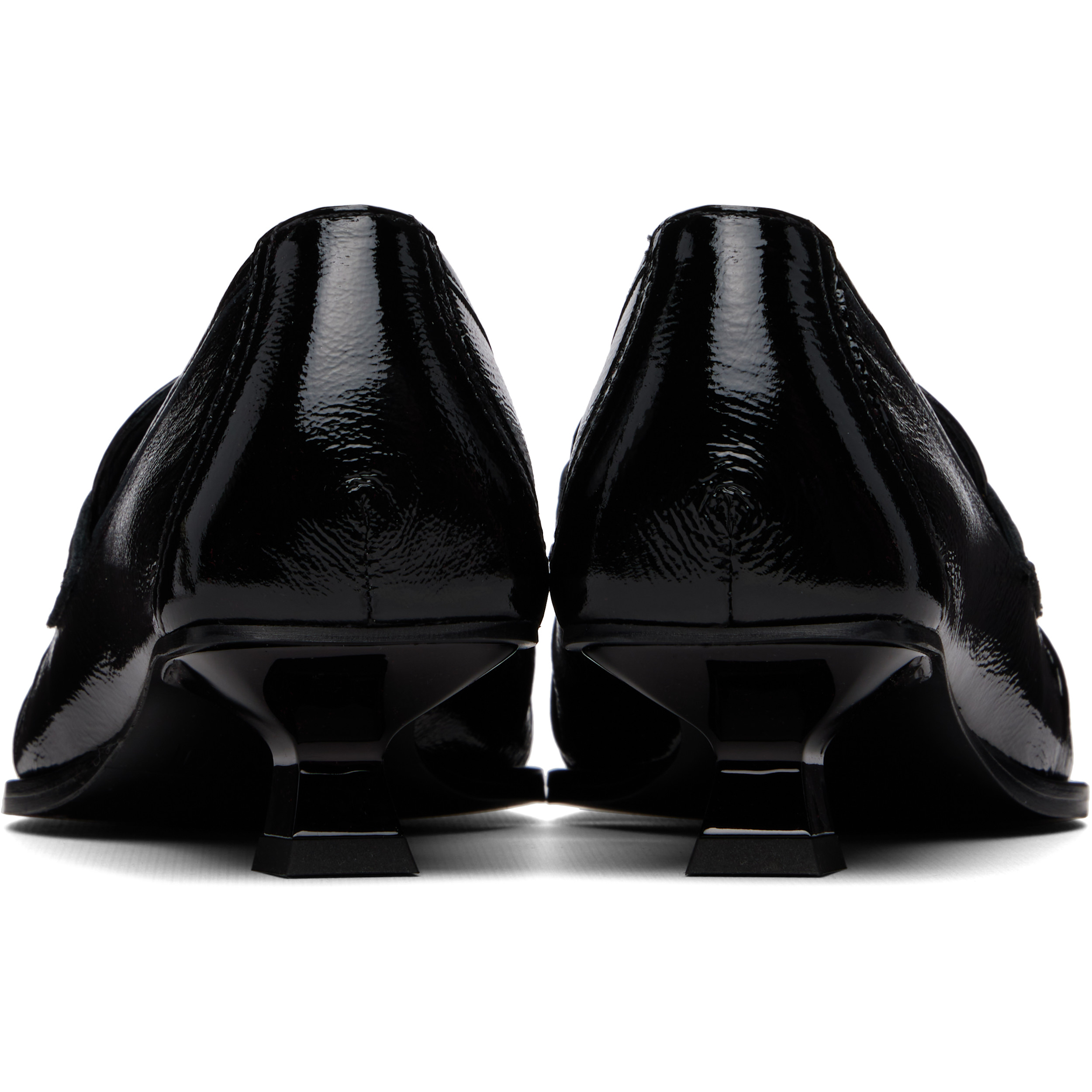 Black D-Amber-Penny Naplak Leather Loafer Heels