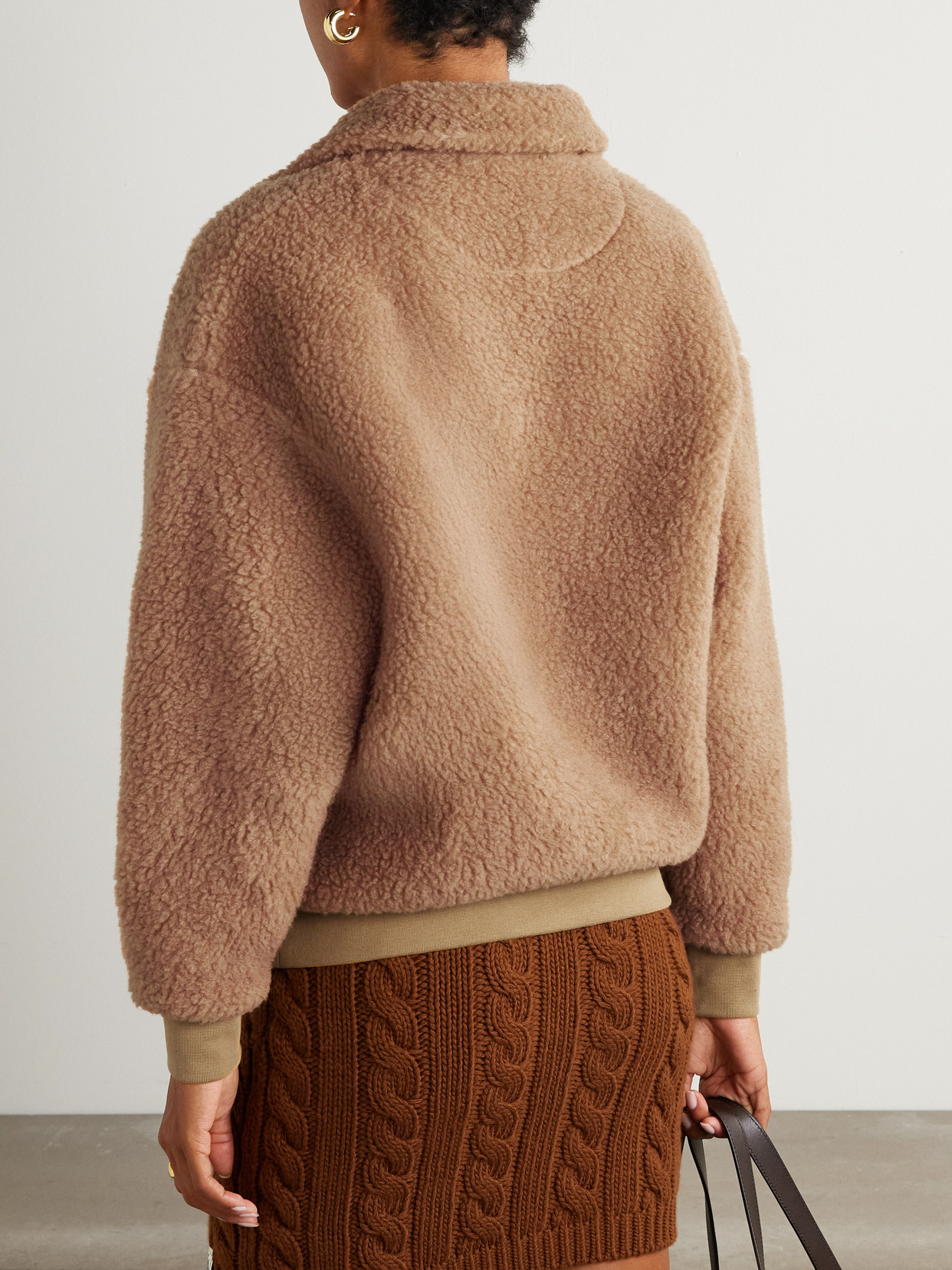 Printed Fleece Half-zip Sweater - Brown