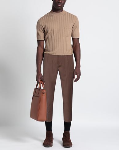 Man Pants Chocolate brown Size 30 Polyester, Wool, Elastane