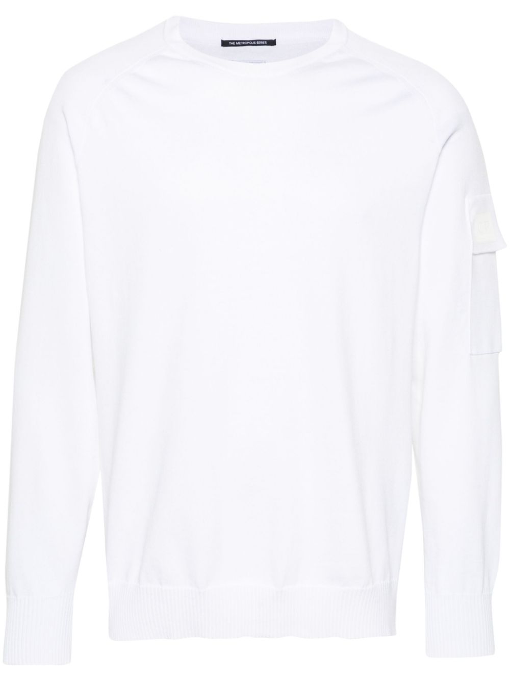 Logo-appliqué fine-knit jumper - Blue