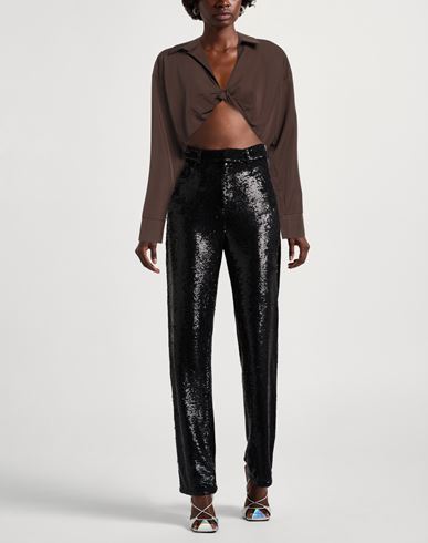 Woman Top Dark brown Size S Viscose, Polyester