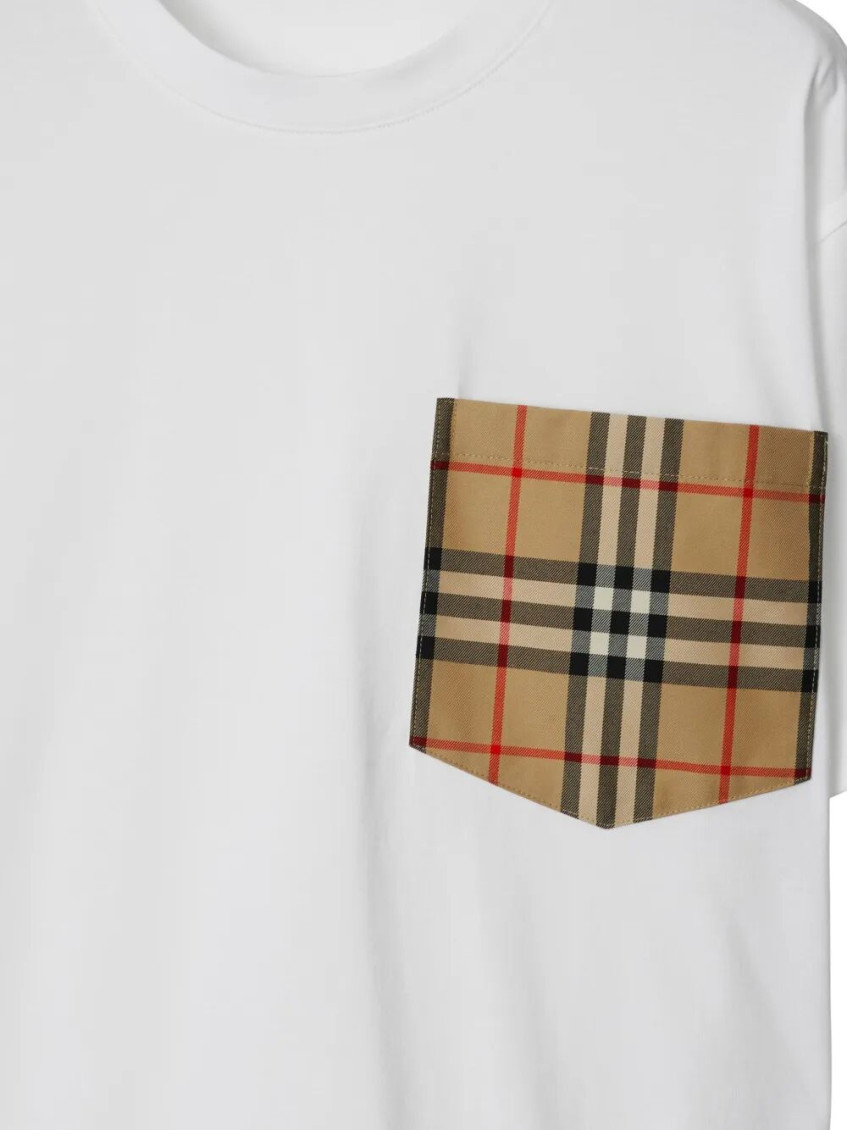 White Vintage Check Pocket T-shirt