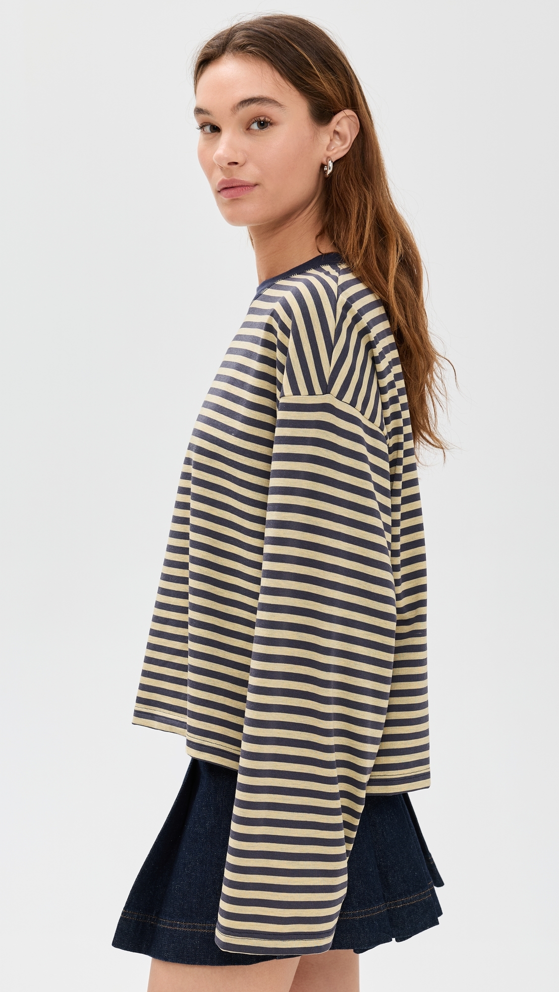Bloom Long Sleeve Tee Beige Stripe
