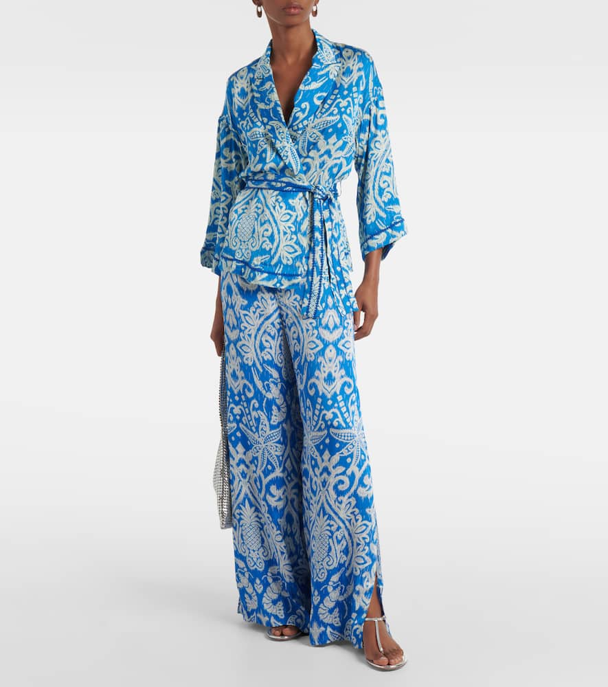 Clea high-rise printed wide-leg pants