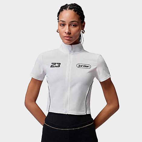 Women's Brooklyn Full-Zip Top in White/Black