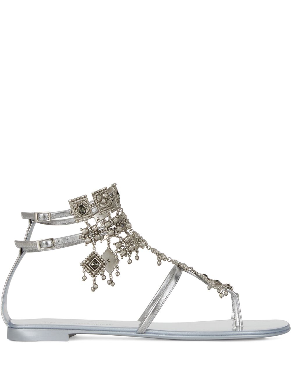 Amira charm-embellished sandals - Grey