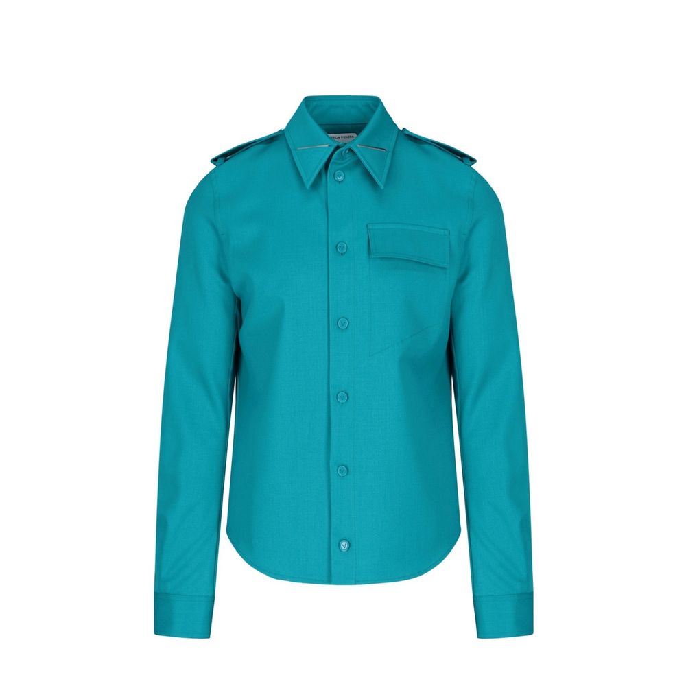 Wool-Elastane Dress Shirt — Green