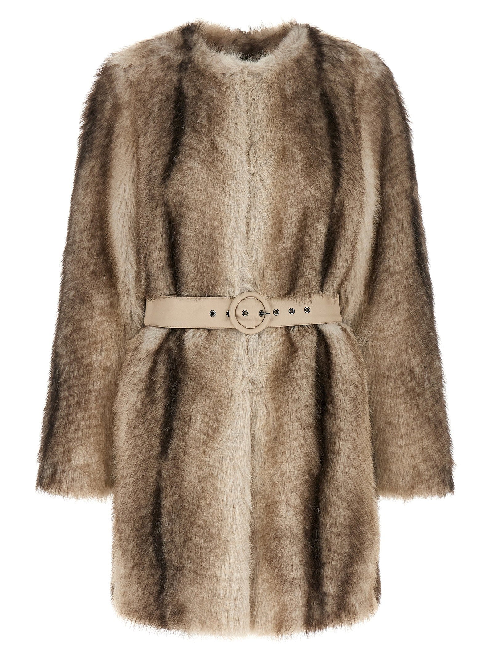 Eco-Fur Gradient Coat — Beige