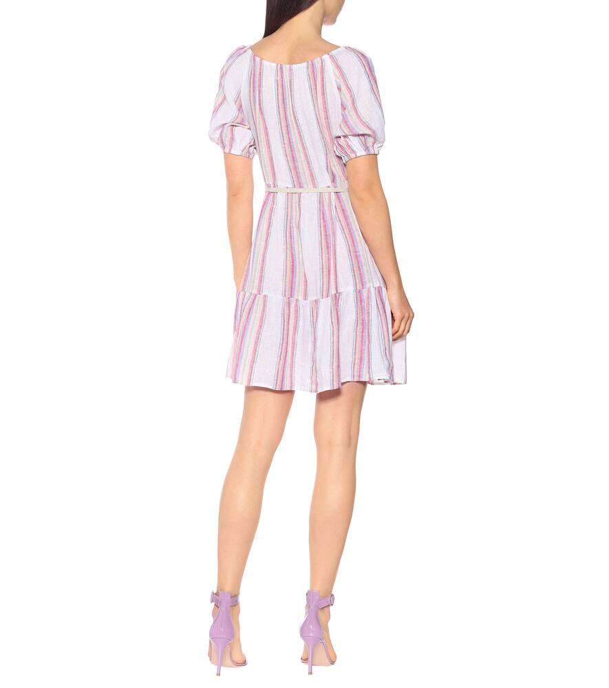 Cinthia striped linen-blend minidress