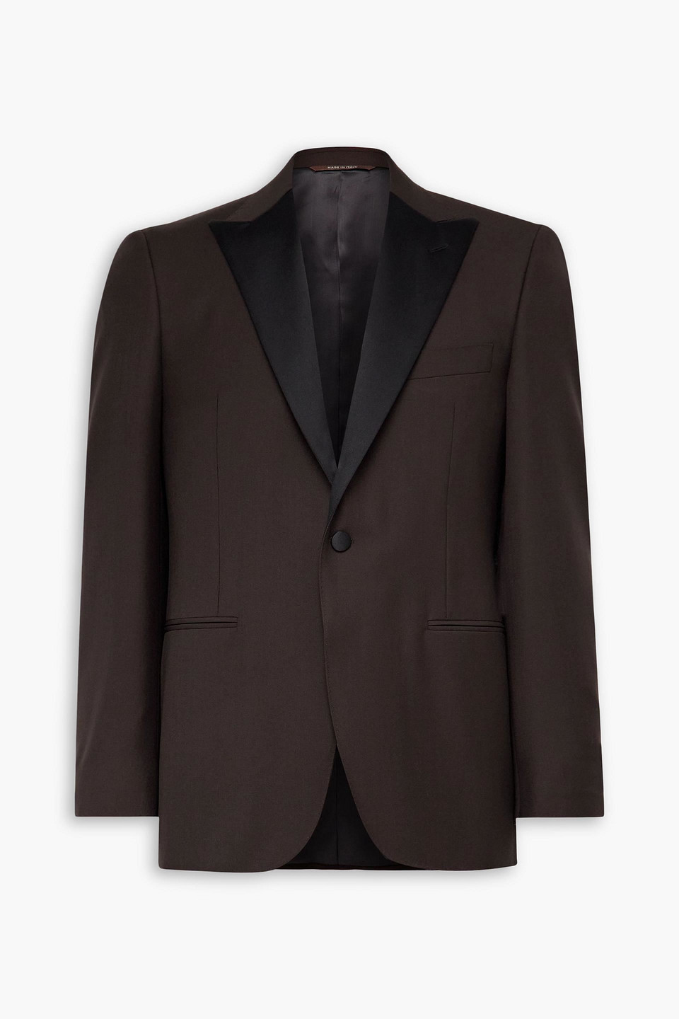 Slim-fit satin-trimmed wool tuxedo jacket - Brown - IT 48