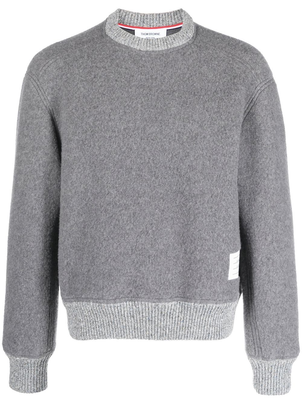 Logo-patch crew neck jumper - White