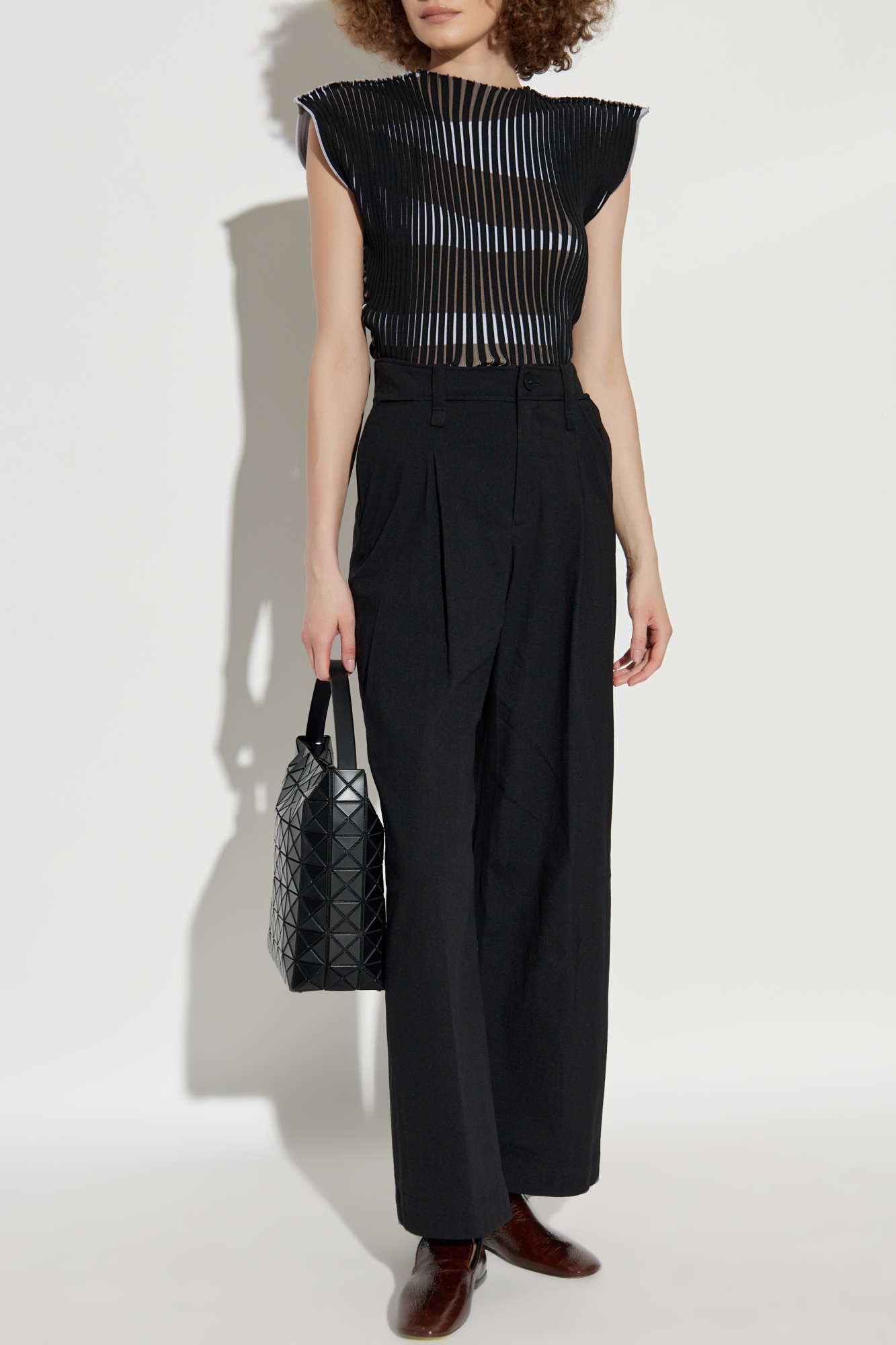 Pleated Trousers, Women's, Black