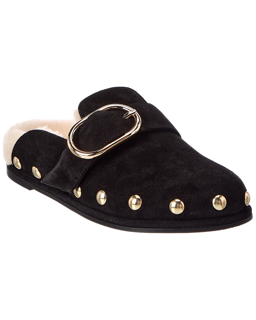 Studded Suede & Shearling Mule