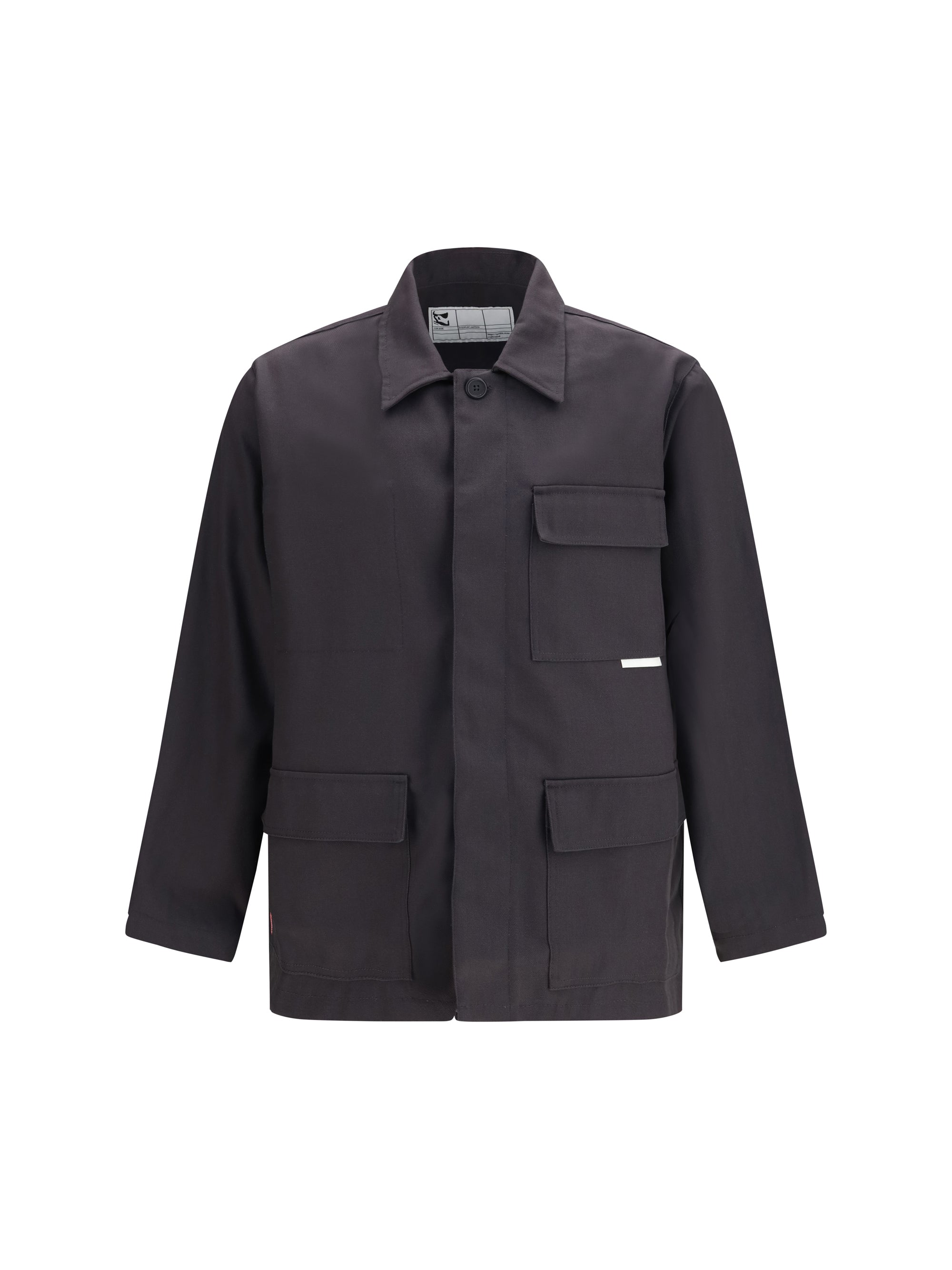 Classic Collar Cotton-Blend Jacket — Charcoal